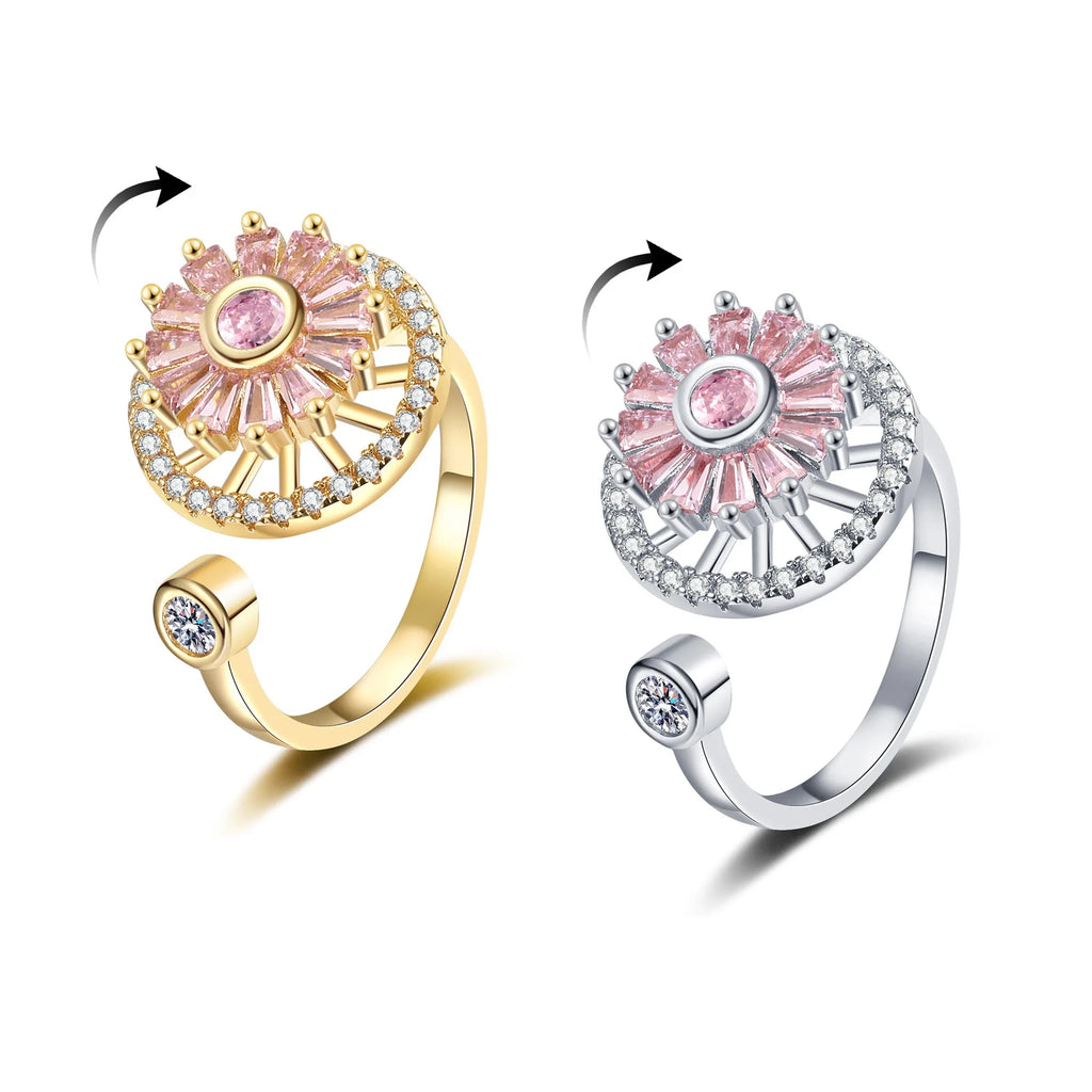 Women's Spinner Ring Luxury Four Clover Flower Rings For Man Gold Color Anti-stress Anxiety Fidget Ring Stainless Steel Jewelry