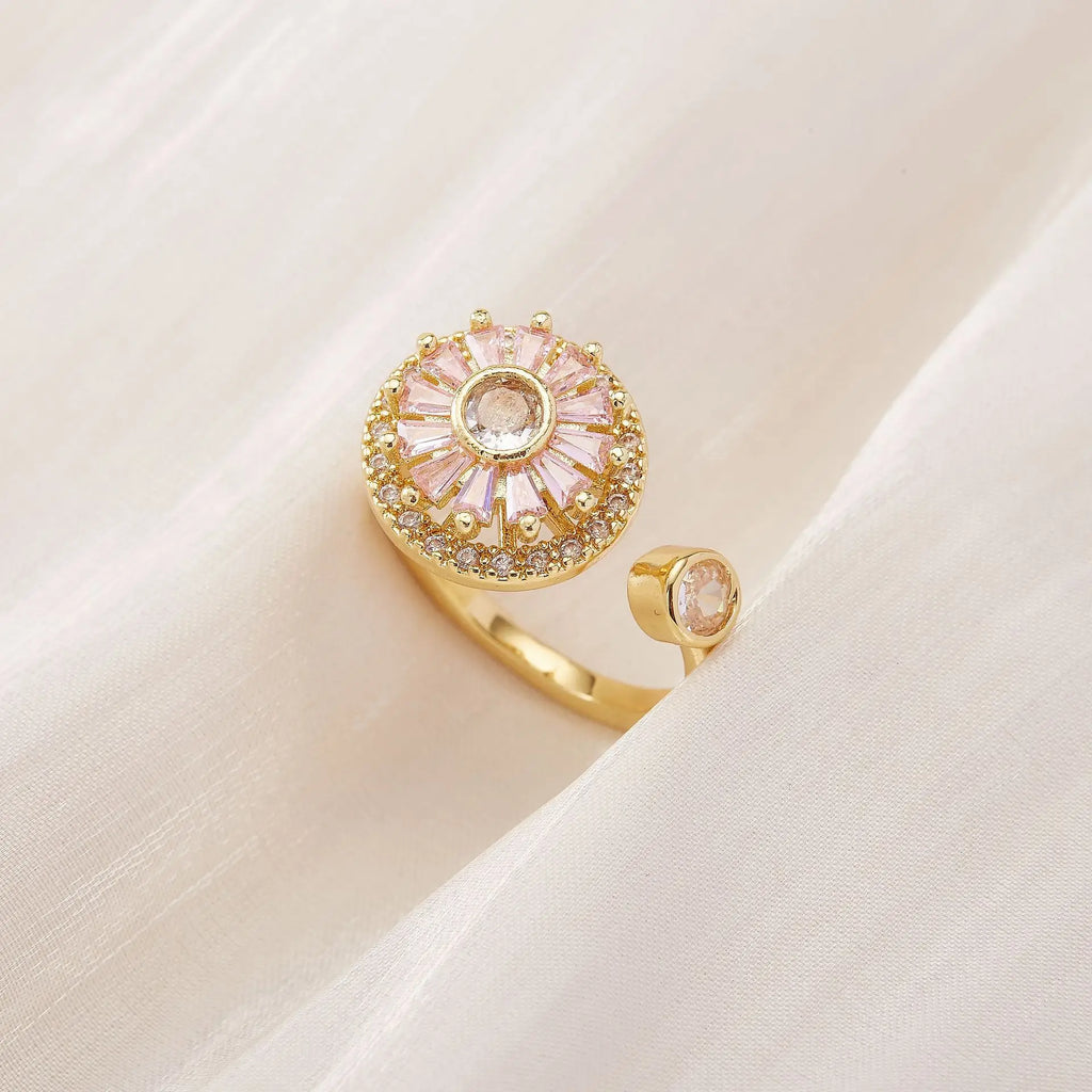 Women's Spinner Ring Luxury Four Clover Flower Rings For Man Gold Color Anti-stress Anxiety Fidget Ring Stainless Steel Jewelry
