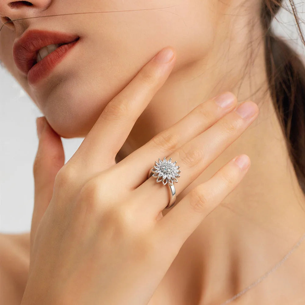 Women's Spinner Ring Luxury Four Clover Flower Rings For Man Gold Color Anti-stress Anxiety Fidget Ring Stainless Steel Jewelry