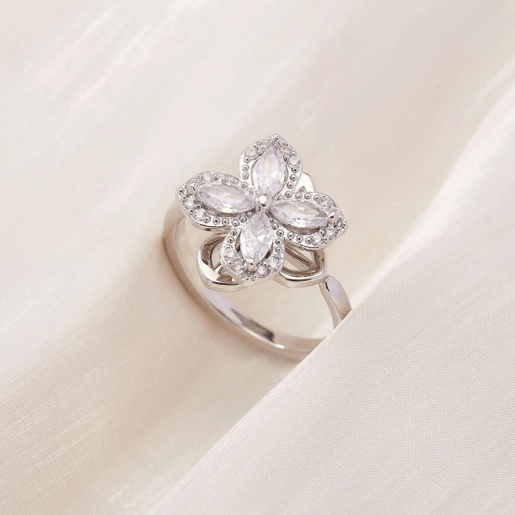 Women's Spinner Ring Luxury Four Clover Flower Rings For Man Gold Color Anti-stress Anxiety Fidget Ring Stainless Steel Jewelry