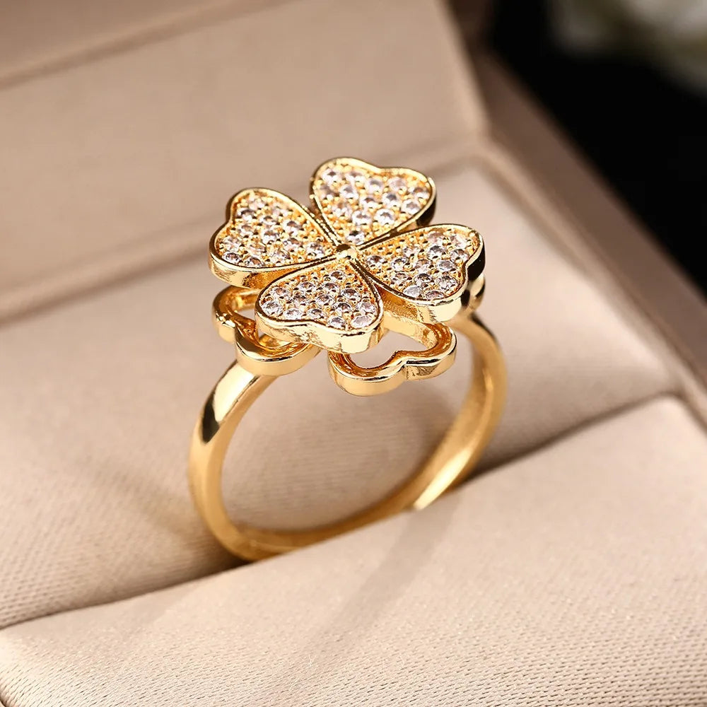 bague anti-stress trèfle à 4 feuilles