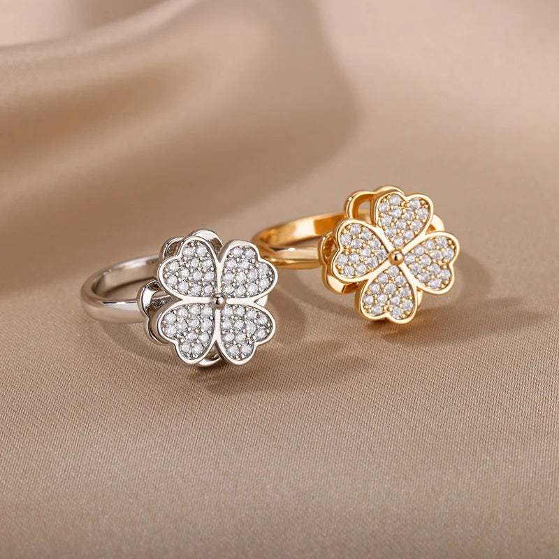 bague anti-stress trèfle à 4 feuilles