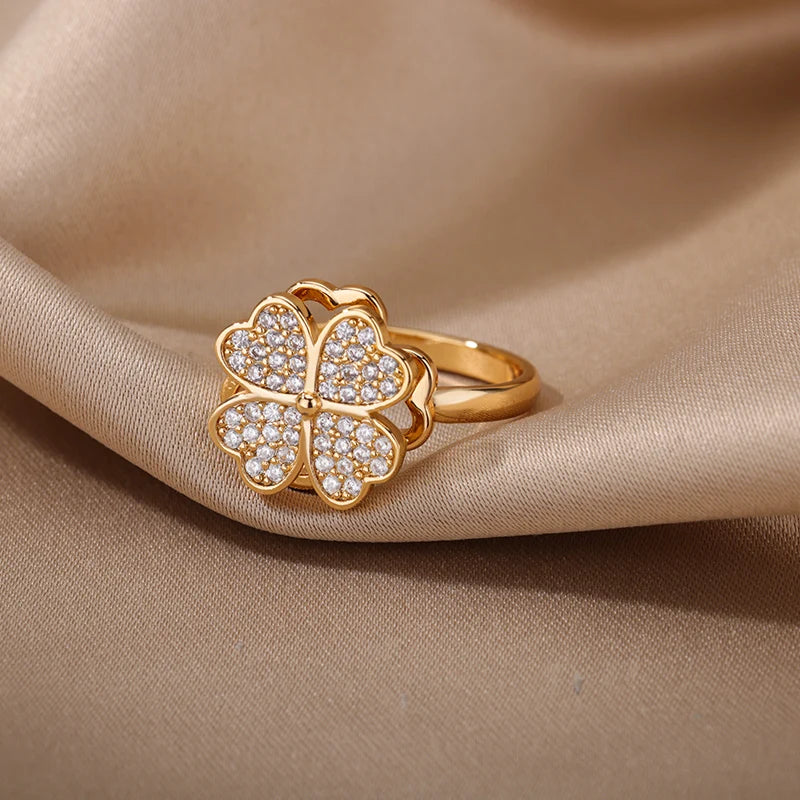bague anti-stress trèfle à 4 feuilles